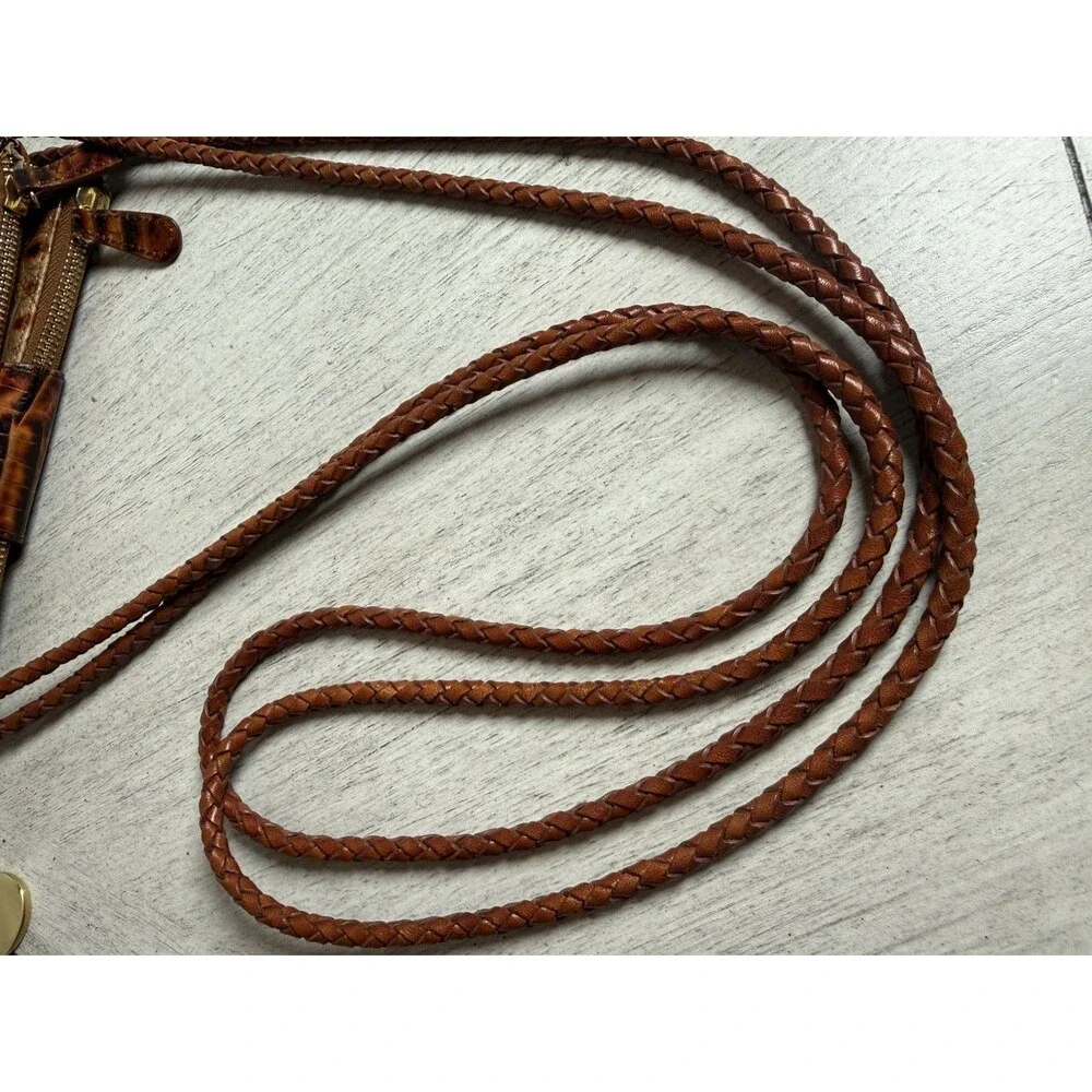 Brahmin Pecan Melbourne Croc Embossed Leather Crossbody Bag Organizer Vintage